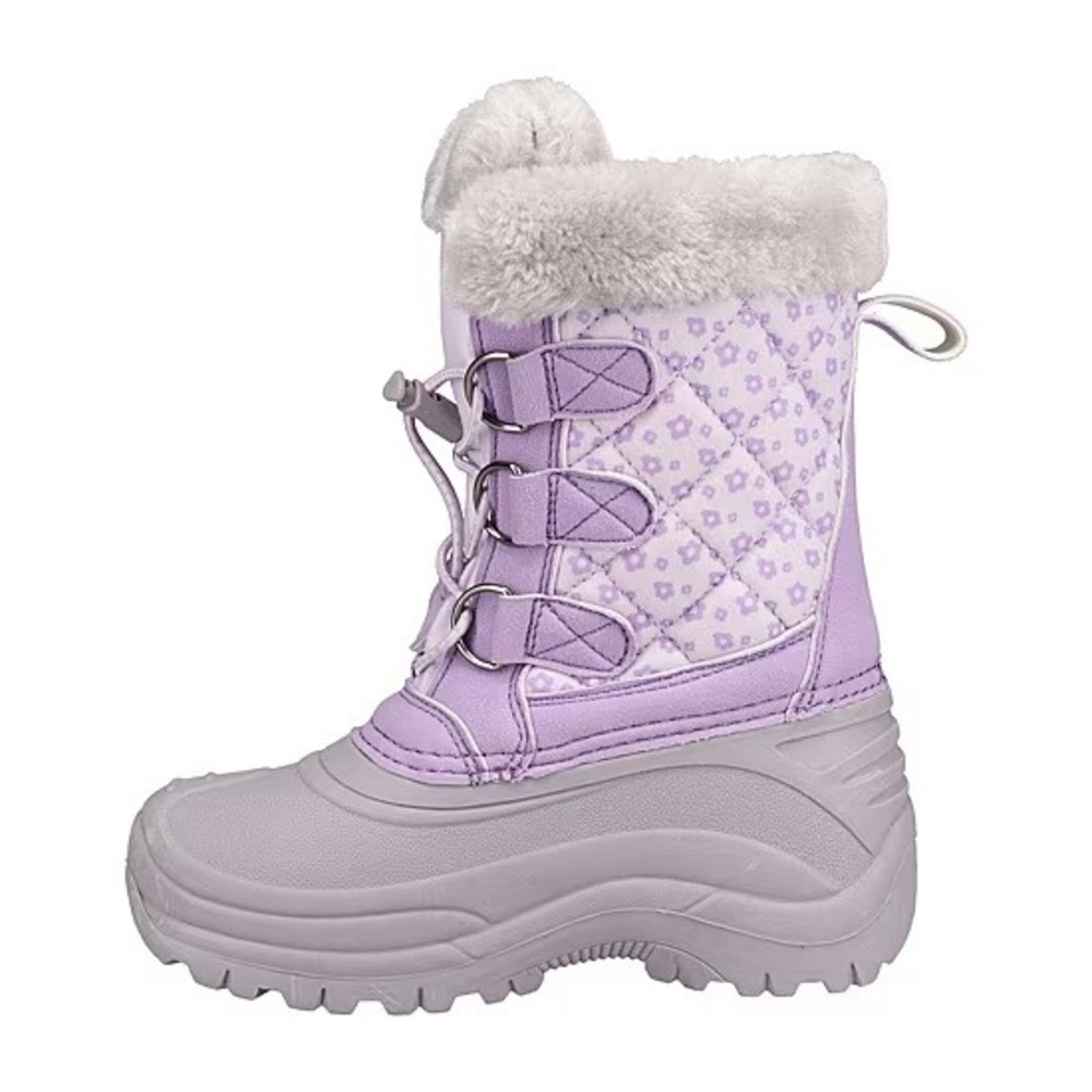Totes Jenna Girls Big Kid Purple Waterproof Insulated Faux Fur Winter Boots 13 - Picture 5 of 6